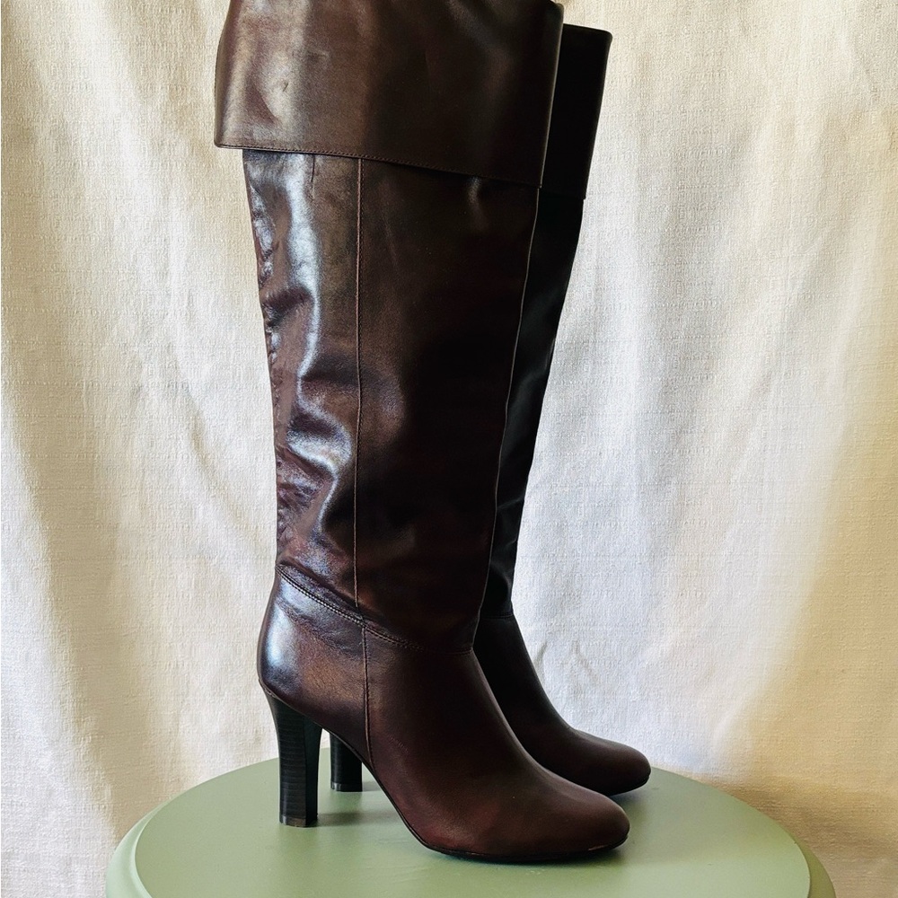 Call It Spring Leather Chocolate Brown Knee-High Women's Boots